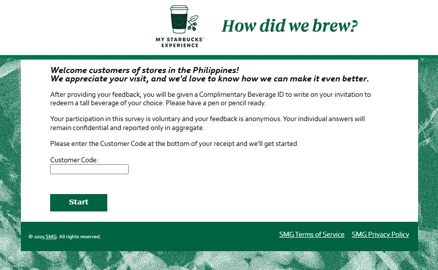 Mystarbucksvisit-ph.com homepage